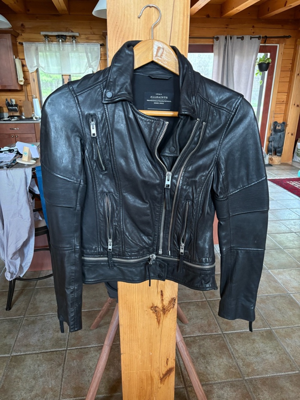 Like New All Saints “Assembly Biker” Black Leather Moto Jacket - Women's